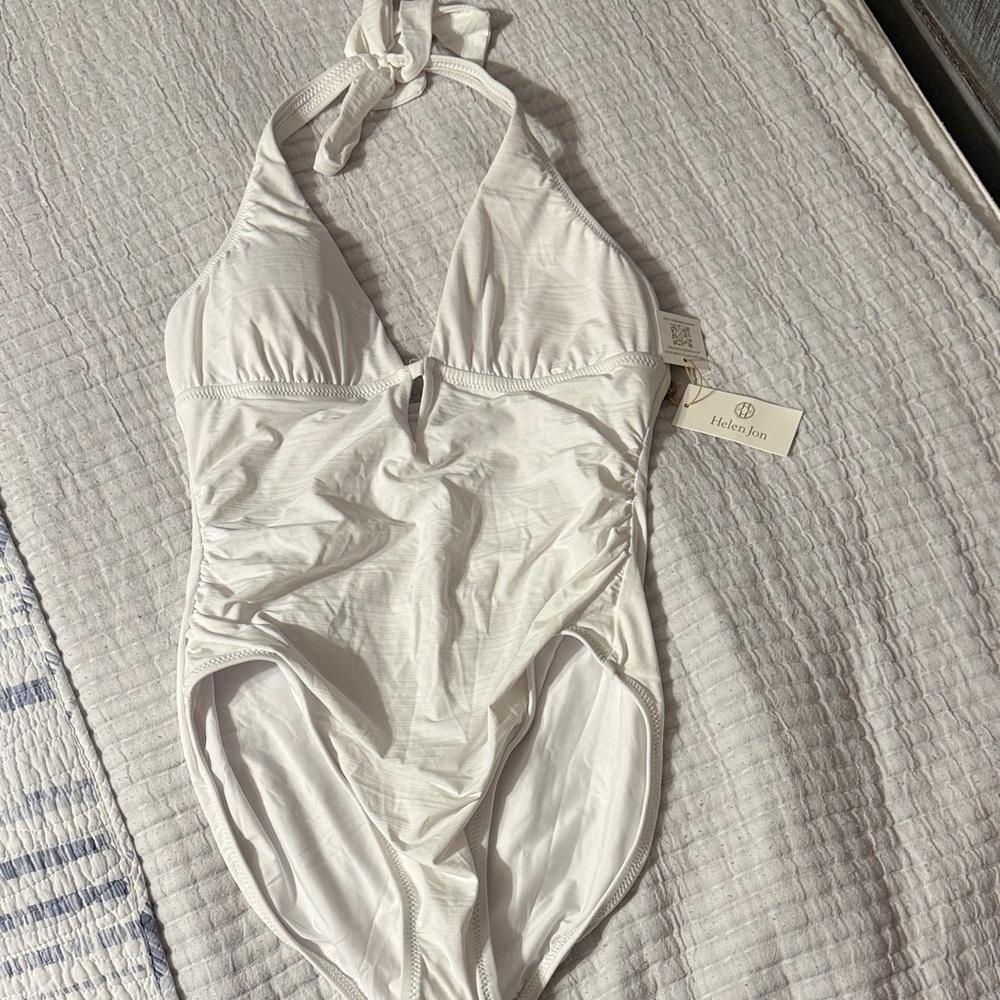 Helen Jon White Halter One Piece